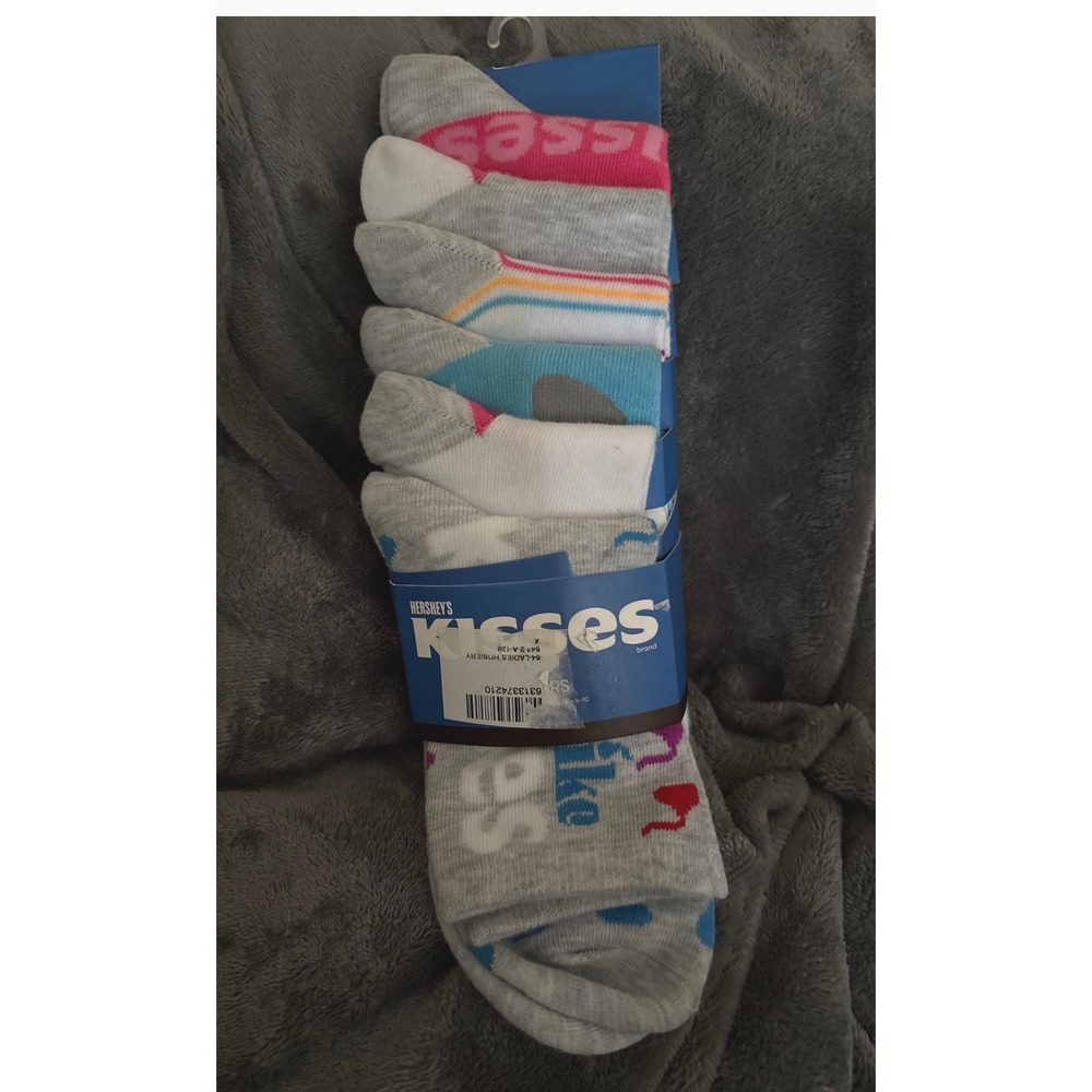 Hershey's Kisses Women Ankle Socks 5 Pair Pack Grey Blue Pink Candy Theme NEW